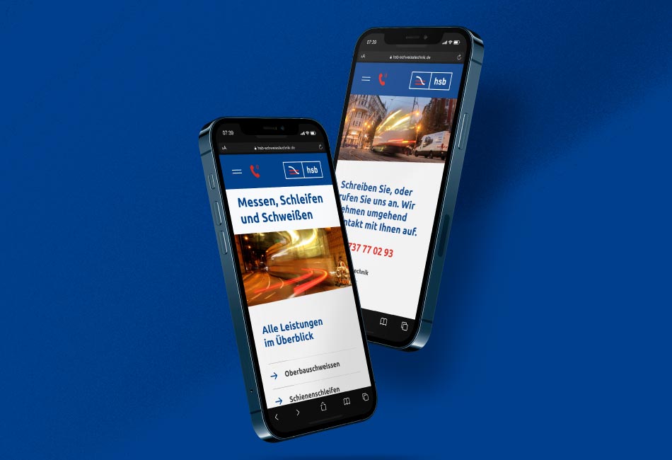 Responsive Website von hsb Schweißtechnik auf Smartphones