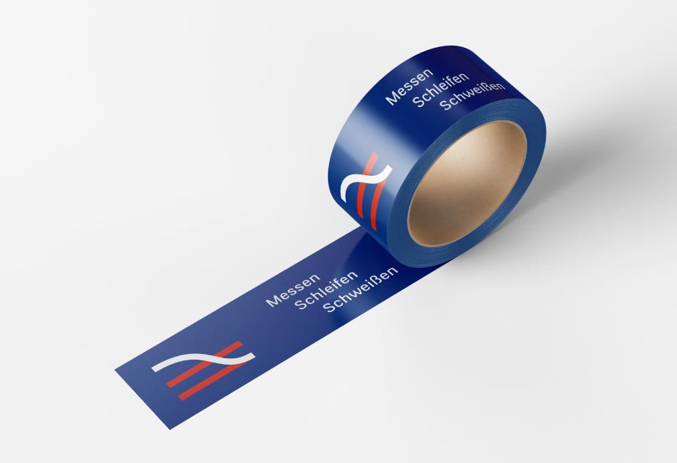 Bedrucktes Klebeband im Corporate Design von hsb Schweißtechnik